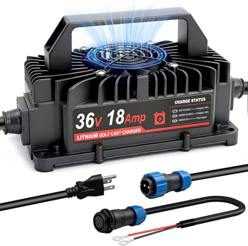 36V (43.8V) 18A Lithium Battery Charger, IP67 Waterproof Smart Charger, Overcharge & High-Temp Protection Trickle Charger for 36V (38.4V) Golf Cart RV Forklift Truck Boat Home LiFePO4 Battery