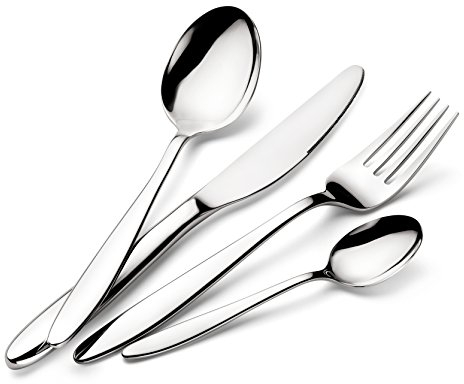 Lagostina Luisa, Set Servizio Posate monoblocco per 6 Persone, Acciaio Inox 18/10, 24 Pezzi (6x forchetta, coltello, cucchiaio, cucchiaino)