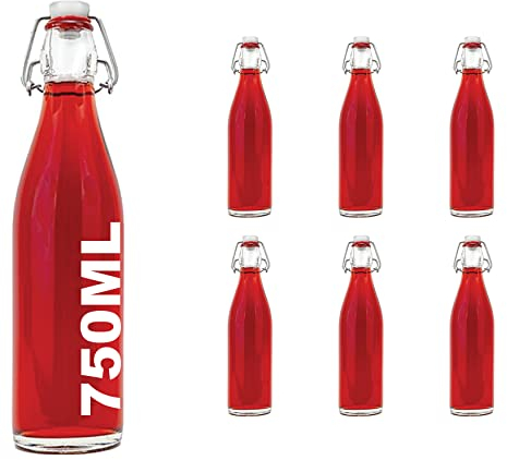 slkfactory 6 Bouteilles de Verre avec balançoire 750ml Top
