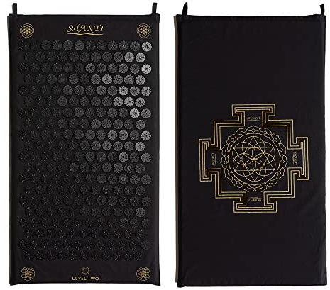 ShaktiMat [Das Original seit 2007] Akupressurmatte zur Entspannung für Rücken, Nacken, Füße, Ethische Handarbeit, GOTS-zertifizierte Bio-Baumwolle, Schwarz