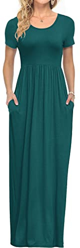 AUSELILY Maxi Dress for Women Summer Casual Long Dress Dark Green S
