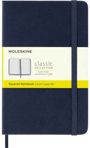 Moleskine Classic Dotted Paper Notebook, Hard Cover and Elastic Closure Journal, Color Sapphire Blue, Size Medium 11.5 x 18 cm, 208 Pages