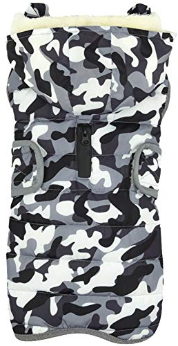 HotYou Cozy Winter Hundemantel Warm Kariert Hundejacke Hunde Kleidung Bekleidung Weste Mit Kapuze Abnehmbarer für Kleine Mittelere und Große Hunde,Weiß,L: Chest (52-65CM)