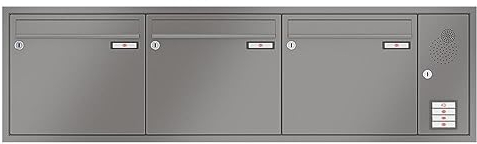 RENZ/Eckrahmen / 3er Unterputz-Briefkastenanlage Einbau-Briefkasten mit Sprechfeld/RAL-Farbe 9007 Volumen 1/Dein-Briefkasten.de