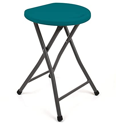 Mintra Home Folding Stools - 18.5in Height, Metal, Heavy Duty (1 Pack, Aqua Green)