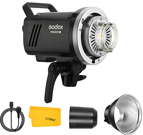 Godox MS300V MS300-V Compact Studio Flash 300W, 2.4G Wireless Strobe Flash with Modeling Lamp Bowens Mount Monolight for Studio Portrait Photography Wedding Product Shooting