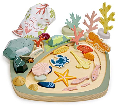 Tender Leaf Toys - Wooden Open Ended Montissori Sorting Tray For Kids (Rock Pool, one size)