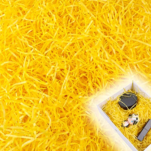 Shredded Tissue Paper, Yellow Shredded Paper, 100g Raffia Gift Filler Paper | for Easter Gift Box Filling, Basket Filler, Hampers Packaging Decorations, Party Supplies Box Stuffing