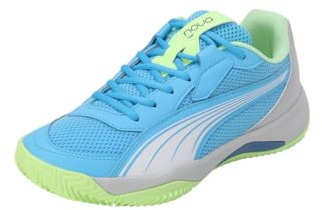 Puma Unisex Adults Nova Court Tennis Shoes, Luminous Blue-Puma White-Glacial Gray, 9 UK