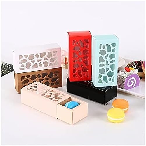 Scatole Regalo 10pcs Hollow Macarons Biscottiera Long/Shortcake Cake Torrone Scatola Cioccolato Scatola Regalo Di Carta Matrimonio Festa Di Compleanno,Rosa,13x6x4 Cm,Pleasant63