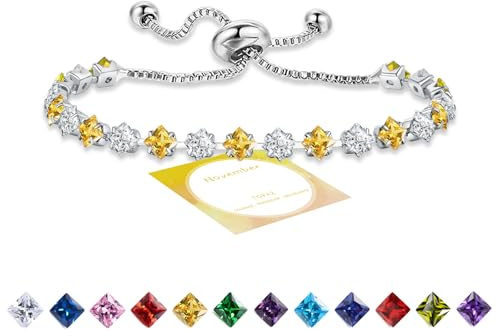 HEEYA November Birthstone Bracelets for Womens, Tennis Bracelet-Silver Bracelet for Women, Adjustable Womens Bracelet Womens Jewellery Birthday Gifts for Women Her Anniversary Christmas