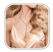 APMGONT Chaînes de Slip, Taille Réglable Chaîne à Maille Forçat pour Pendentif, Pendentif en Forme de Cœur, Inclus pour Votre Fille et Votre Mère, Anniversaire, Noël, Fête des Mères (Or)