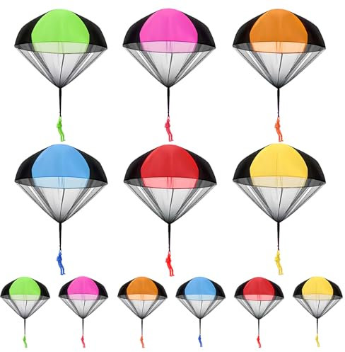 JurciCat 12 Pièces Parachute Jouet Parachute Enfants Jeux De Plein Air pour Enfants Cadeaux d'anniversaire Enfants Cadeaux D'invités
