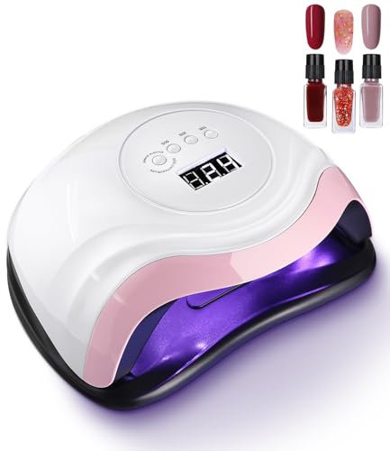 Aokyom 168W Nageltrockner,Gelnägel Lampe UV LED Professionelle Nagellampe mit 3 Farben Nagellack Set 10/30/60/99s Timer LCD Anzeige und Smart Sensor für Haus und Salon Maniküre Anfänger-Nail-Art-DIY