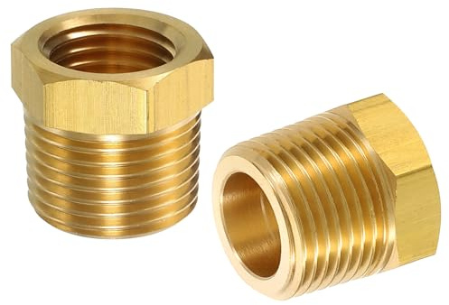 QUARKZMAN 2Pcs 3/8 BSPT Maschio x 1/4 NPT Femmina Rame Riduttore Esagono Raccordo Filettato Tubo, Raccordo Filettato Rame Adattatore per Acqua, Gas, Sistemi di Tubazioni Olio
