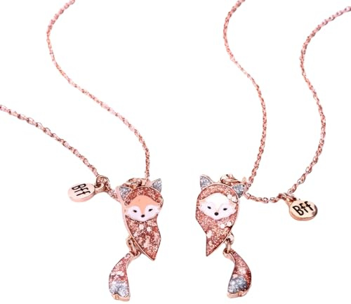 2 stycken vänskapskedja för 2, vänskapskedja för flickor, flickor, Bff halsband, vänskap guld räv hänge kedjor, smycken presenter till mor, systrar bästa vänner, m, Rostfritt stål, Abalone