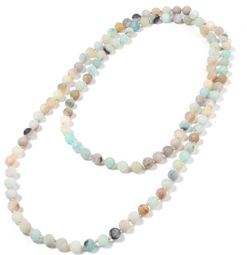 BALIBALI 108 Mala Beaded Long Necklace Hand Knotted for Women