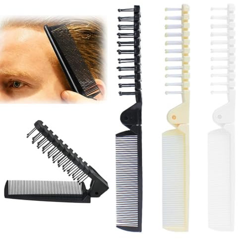 3 Pcs Piccola Pieghevole Spazzola Per Capelli, Spazzola Per Capelli Viaggio, Spazzola Per La Testa Di Massaggio E Pettine A Denti Fini, Pettine Tascabile Per Bambini E Adulti (Nero/Bianco/Beige)