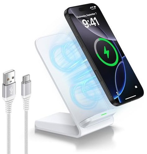 Wireless Charger Stand, 15W Wireless Phone Charger Samsung, Inductive Charging Station Mobile Charger for Samsung Galaxy S25 Ultra S24 FE S23+ S22 S21 S20/Z Flip 6 5 4/Google Pixel 9 Pro 8 7 6 5XL 4 3