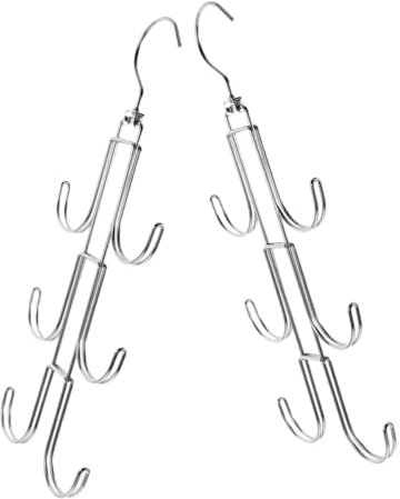 HYTROVE Organisateur De Placard Porte-paquet à Main Rotatif 2 Pièces En Métal Argenté, Crochet Suspendu Multifonction Pour Dressing, Rangement Suspendu Pour Paquet, Ceintures, Foulards