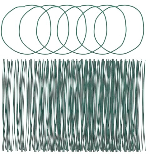 DIYEAH Bridas Flexibles para Jardín y Plantas en Patio, 1000 Piezas de Alambre Galvanizado de 0,55 Mm Diámetro y 15 Cm de Largo, Color Verde Hierba, Ataduras Resistentes para Viñas, Tomates y Ramas