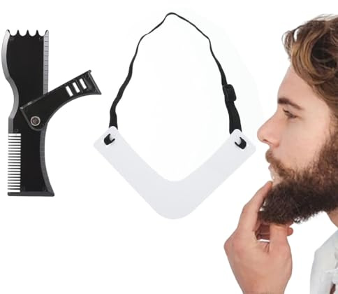 PBAHAUP 2 Pezzi Pettine Stencil Barba, Pettine Per Barba Uomo, Signori Pizzetto Collo Sagome Per Barba Styling Tool Per Rasatura Della Barba