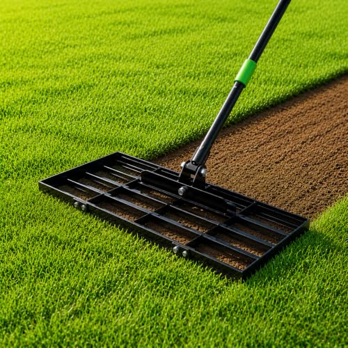 GARDTECH Lawn Leveling Rake 30x10 Inch, Heavy Duty Soil Leveling Rake with Anti-Flip Design, 76 Adjustable Handle Stainless Steel Leveling Rake Tool for Soil, Sand, Farm, Pasture,Garden, Yard