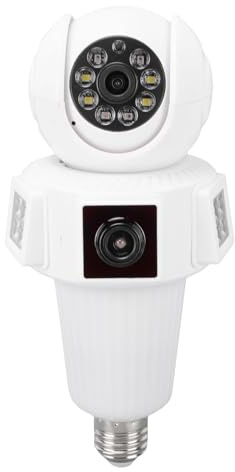 KKPLZZ Telecamera di Sicurezza a Lampadina, Doppia Lente HD da 4 MP con WiFi da 2,4 GHz, Rilevamento del Movimento, Rotazione di 360 Gradi, per la Sicurezza Domestica Monitoraggio