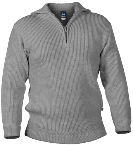 Blauer Peter - Pull Marin à col Camionneur - Laine Vierge - 9 Couleurs Disponibles, Couleur:Gris-chiné, Taille:48