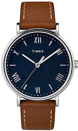 Timex Men's TW2R63900 Southview 41mm Tan/Silver-Tone/Blue Leather Strap Watch