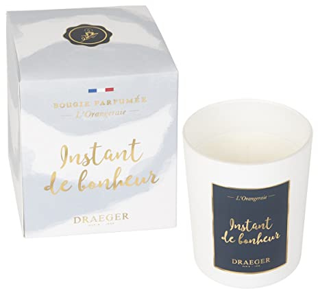 DRAEGER PARIS 1886 - Bougie Parfumée en Cire Végétale - Instant de Bonheur - Verre Élégant - Mèche Coton - Fabriquée en France - 5 Senteurs: Jardin de Figuiers, Rêve de Coton - idée cadeau Coffret