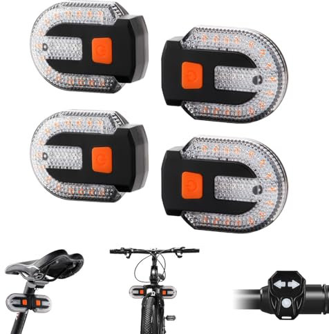 Teguangmei 4PCS Rear Bike Light with Turn Signal, Split Bicycle Rear Lights Wireless Remote Control USB Rechargeable Turn Signal Bike Taillights for Cycling, Cyclist Safety Warning Bike Light 5 Mode