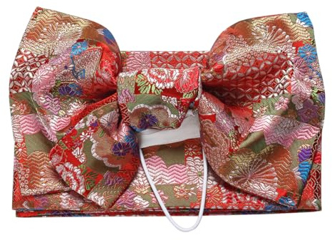 CAMDOM Kimono tradicional japonés con lazo preatado Sakura Obi, cinturón fajín Yukata, accesorios para bata, Talla única