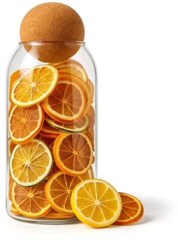 Large Glass Storage Jar with Cork Ball Lid – Airtight Food Container for Coffee, Tea, Nuts, Dried Fruit, Herbs, Biscuits – Clear Kitchen Canister for Pantry Organisation and Countertop Display