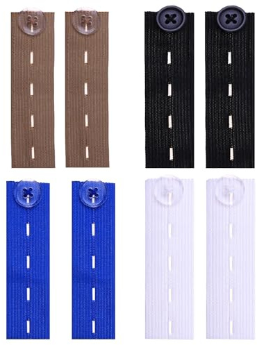 8 Pièces Extension de Taille Élastique, Rallonge Ceinture Réglable, Rallonge Bouton Élastique, Convient aux Jeans, Pantalons, Pantalons et Jupes pour Hommes et Femmes - 4 Couleurs