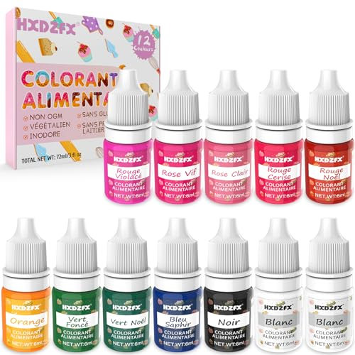 Colorant Alimentaire Liquide - 12 Couleurs Colorants Alimentaires Concentré pour La Pâtisserie, La Décoration De Gâteaux, Les Bonbons, Les Macarons, Le Glaçage Et La Cuisine