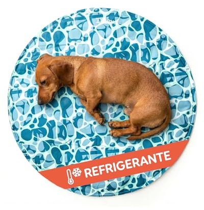 AQPET Tappetino Refrigerante Rinfrescante per cane forma Tonda, Gel non Tossico, sistema di Auto Raffreddamento, Fantasia Sea, Misura Diametro 60 Cm