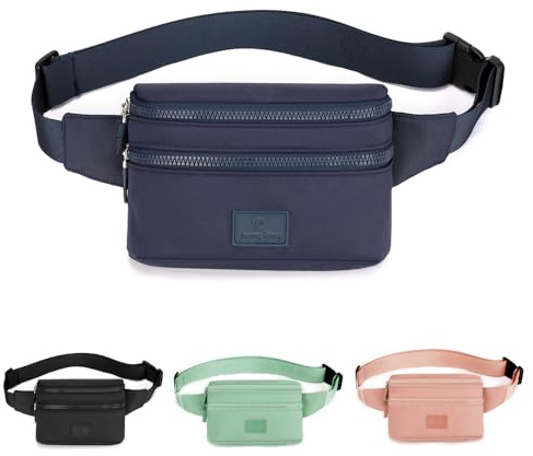 Bumbags Waist Fanny Pack Ladies Fashion Bum Bag with Adjustable Belt for Sport Hiking Girls Women Men (Blue)