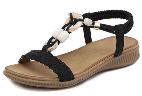Allbestop Sandale Femme,Sandale Femme Confortable Sandales en Cuir Mule Été Chaussure Compensee Compensées pour Plage/Ville