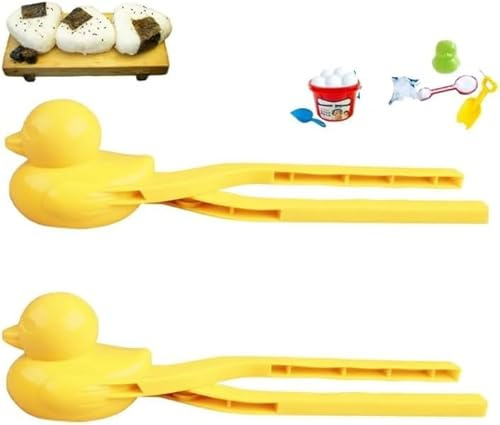 2Pcs Yellow Duck Rice Mold, Duck Snowball Maker Clip, Duck Butter Mold, Snowball Maker Tool with Handle, Snowball Maker, Cartoon Duck Snowball Maker Clip Snow Ball Kitchen Utensils and Gadgets