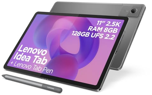 Lenovo Idea Tab - Display 11 2.5K (2560x1600) 90Hz, Processor Mediatek Dimenity 6300, RAM 8GB, Memory 128GB, WiFi 5, Tablet Android 15, Tab Pen + Folio Case included - Luna Grey