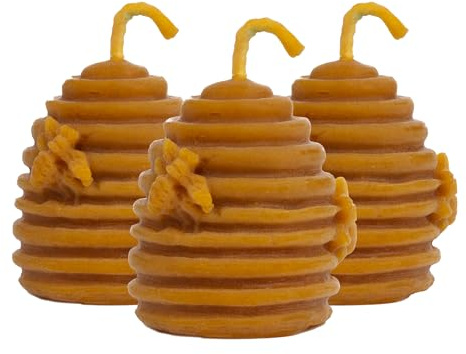KERC - Candele di Miele - 10 Stili, (3) Mini Alveare 4x3.5cm. 100% Ecologiche e Artigianali. Circa 10h di Luce per Purificare Spazi, Fare Rituali e Regalare - Candele Decorative, con AROMA.
