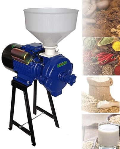 XNYXLPP Electric Grain Mill Grinder, Dry & Wet Spice Commercial Corn with Funnel, Thickness Adjustable Machine,for Coffee,Cereal,Herb