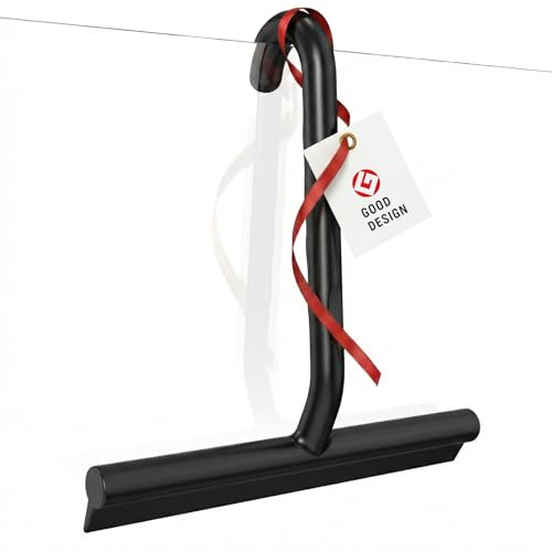 POWERLAND JustHang - Estrattore doccia in silicone monoblocco con gancio integrato, 25 cm, colore: Nero
