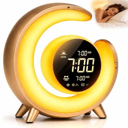 Dandy Tec Réveil Simulateur d'aube - Réveillez-Vous Naturellement avec Lumière Lever de Soleil, Sommeil Profond & Réveil sans Stress, Double Alarme, Sons Naturels