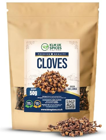 Premium Ceylon Cloves Whole - 100% Pure & Natural Sri Lankan Cloves Buds - Freshh Armatic Spice for Cooking, Baking, Chai Tea & Mulled Wine (50 g)