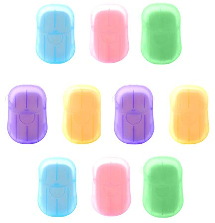 Lot de 200 flocons de savon jetables portables avec boîte de rangement - Papier moussant parfumé - Fournitures de nettoyage pour le lavage des mains, les voyages d'affaires, le camping, la randonnée