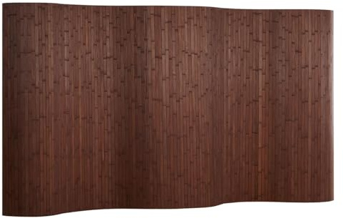 Homestyle4u Paravent en bambou 145 x 250 cm (H x l) - Marron foncé - Pliable - Brise-vue - Paroi espagnole pour salon, chambre à coucher, bureau - Forme ondulée enroulable - Article 3138
