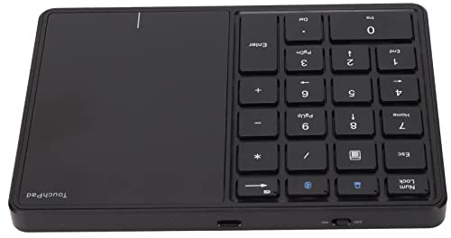 Tosuny Teclado Numérico Touchpad 22 Teclas Inalámbrico Portátil BT4.2 2,4G Tipo C Carga Batería de 500mAh Adecuado para la Oficina en Casa en Movimiento (Black)