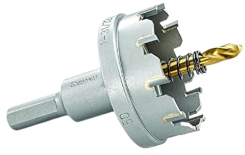 Starrett Tungsten Carbide Tipped Hole Saw - SM50 Sheet Metal Cutter With Arbor & Pilot Drill Bit - For Drilling Stainless Steel Aluminum Alloy - 50 mm